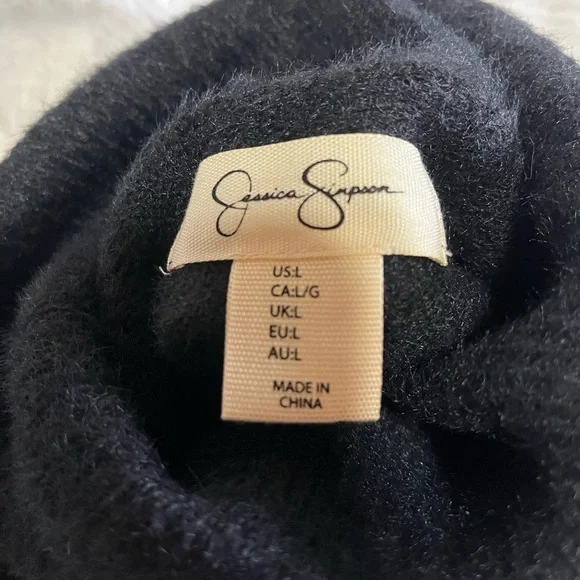 Jessica Simpson Fuzzy Fur Turtleneck Tank Top Black Girls Sz. L - Picture 6 of 8